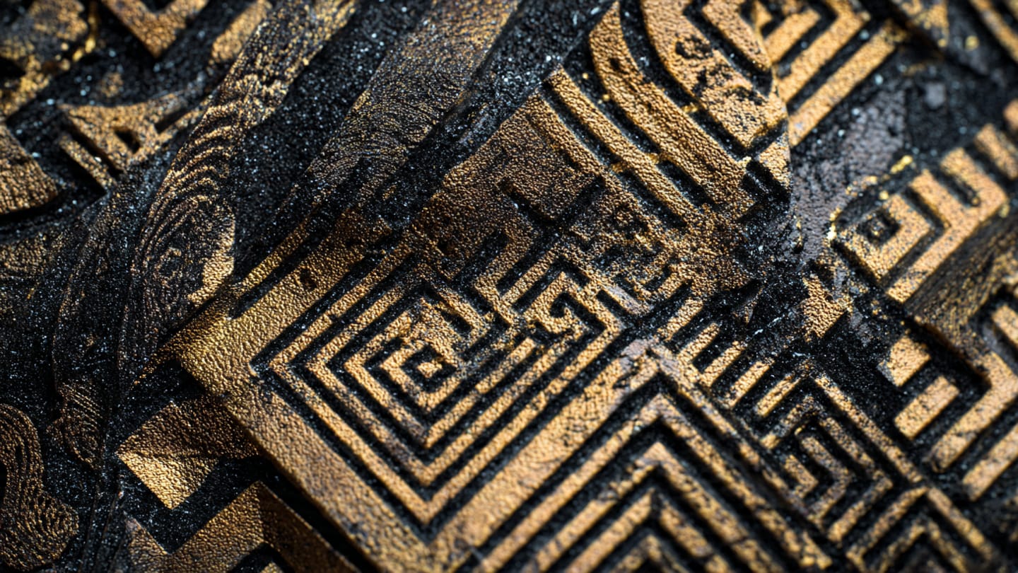 Tribal Geometric Gold & Black Textured