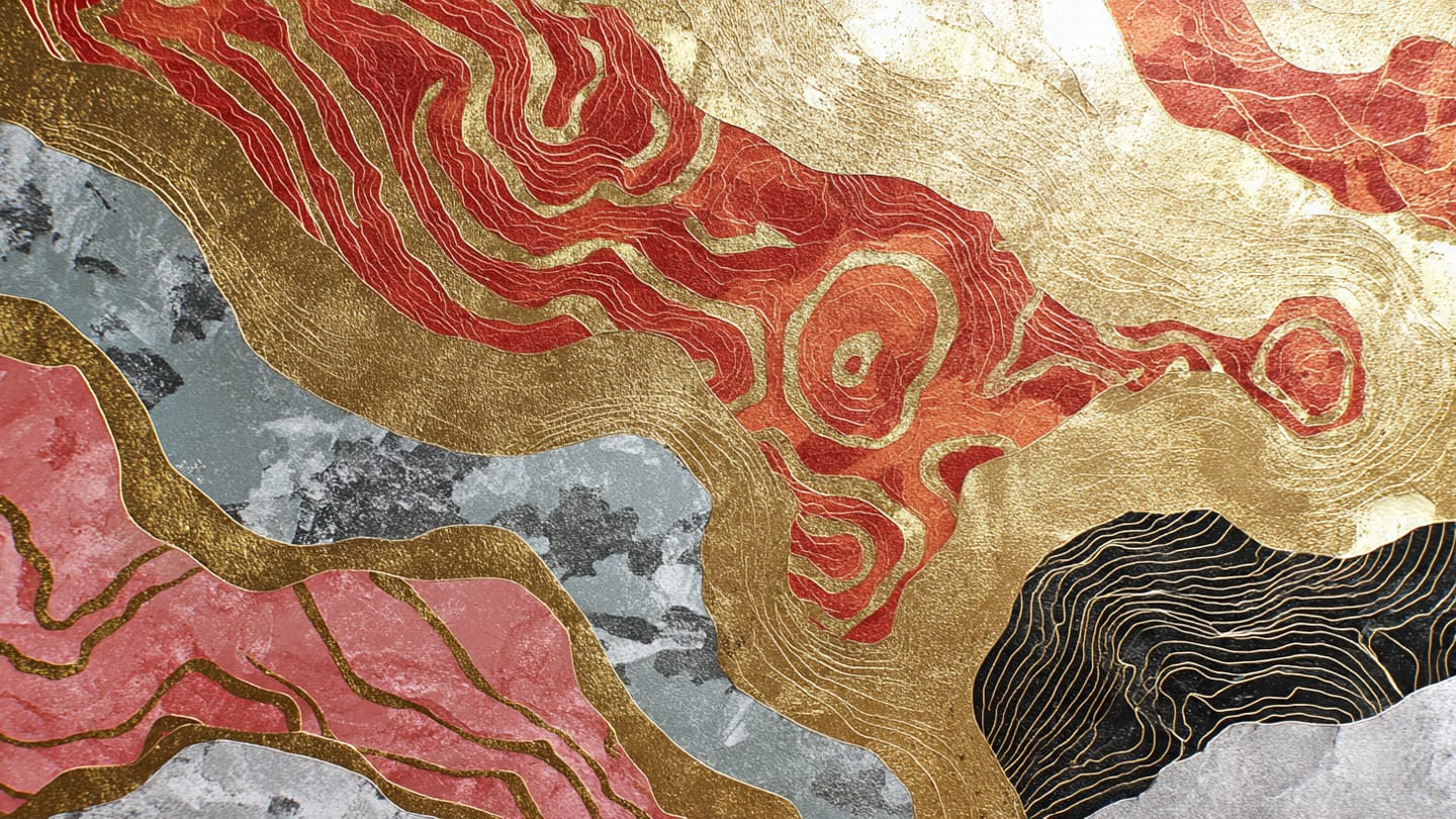 Kintsugi-Inspired Abstract Topographic