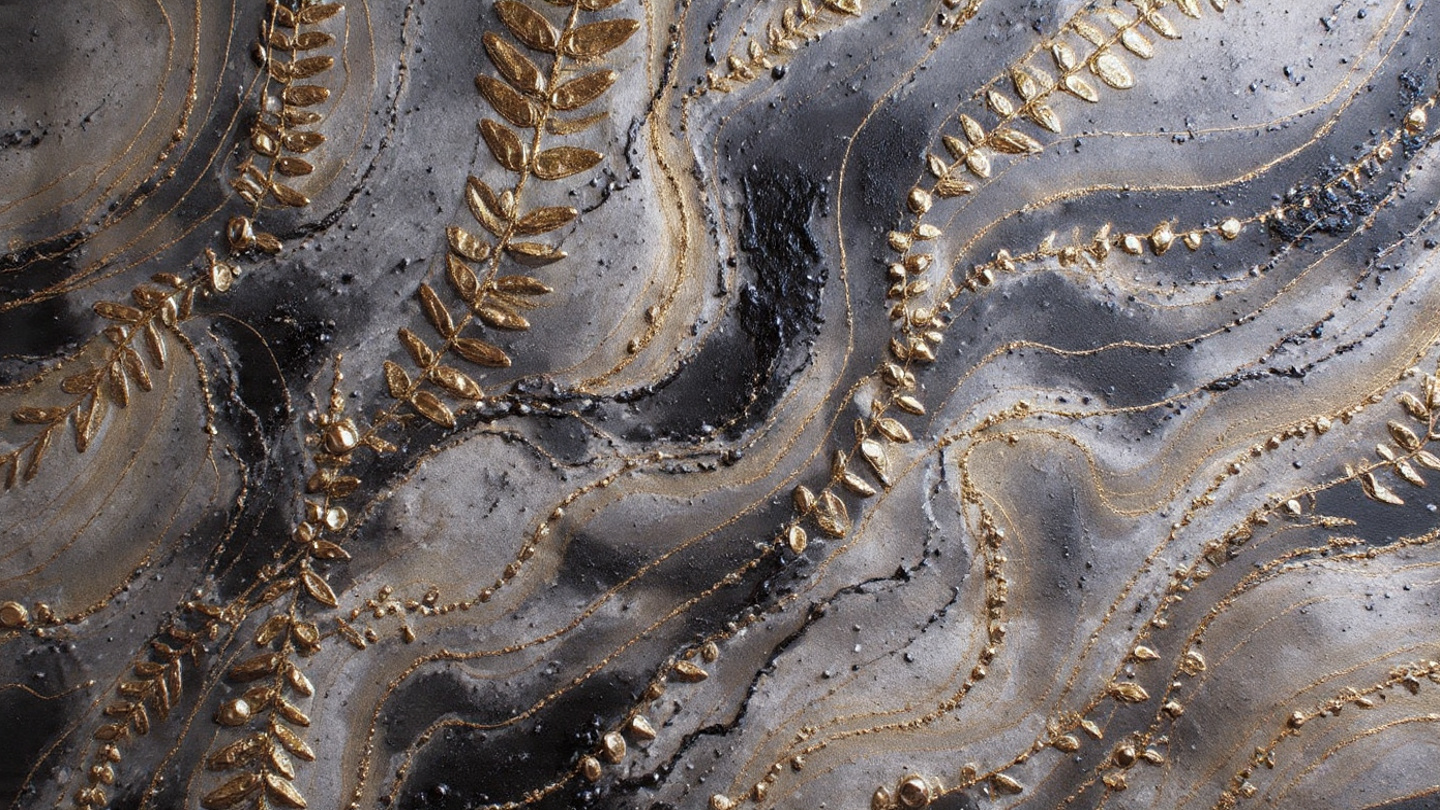 Liquid Marble & Gold Leaf Botanical Abstract ArtShort