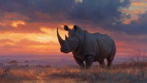 Powerful white Rhinoceros
